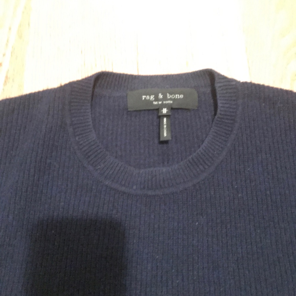 Rag and Bone Cashmere Sweater Crew neck Navy Blue - Picture 2 of 2